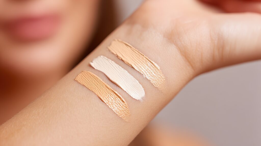 Close-up of PMU pigment swatches on skin for scar camouflage and stretch mark camouflage, demonstrating custom color matching, undertone correction, and realistic skin blending results, Salt Lake City, Utah