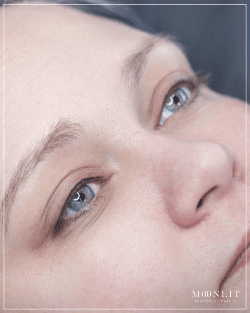 natural permanent eyeliner showing subtle lash enhancement tattoo improving eye definition and symmetry, professional PMU results by Salt Lake City Utah PMU artist