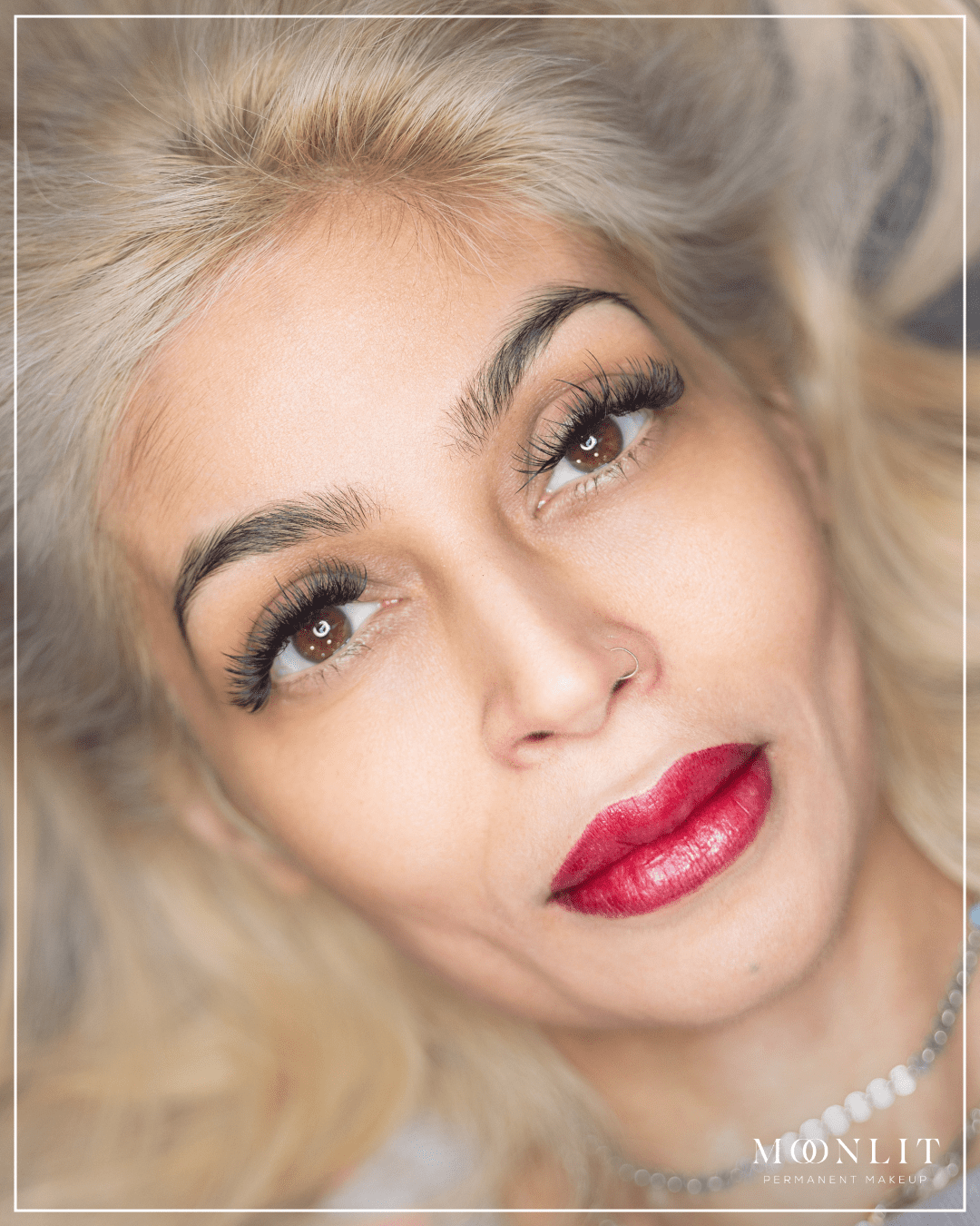 lip blush PMU Salt Lake City Utah, healed bright pink lip blush enhancing lip shape and symmetry, smooth even tone, natural glossy finish, Moonlit PMU